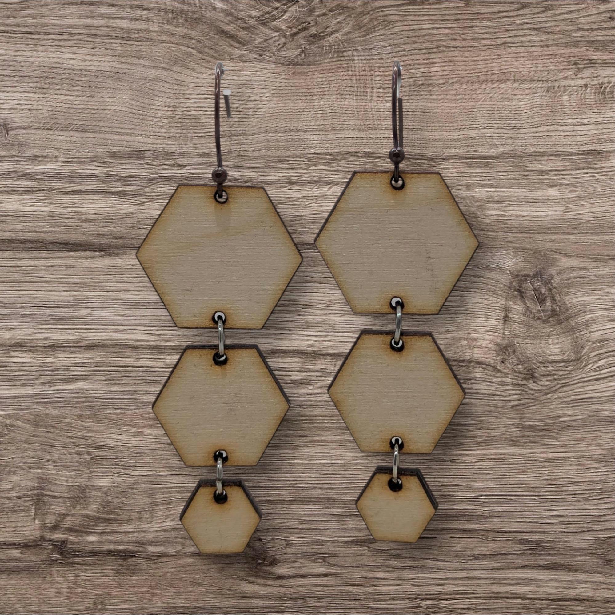 Hexagon Cascade Series Dangle Earrings | Tiered Drop Earrings | Geometric Statement Jewelry | Elegant Earrings for Her